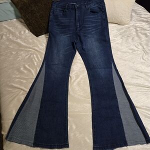 Women's Two Toned Flared Blue Jeans By Crazy Train Size 15 EUC.